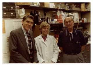 Louis Sokoloff with NIMH colleagues Carolyn Smith and Charles Kennedy