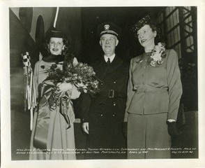 Fogarty's wife Luise with his sister Margaret christening the U.S.S. Odax in Portsmouth, NH