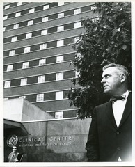 John E. Fogarty in front of the NIH Clinical Center