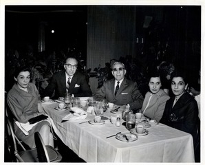 Michael DeBakey with his sisters and father at the Pioneer Club in Lake Charles, Louisiana