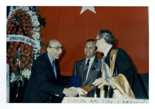 Michael DeBakey at commencement ceremonies at the University of Istanbul's Institute of Business Management