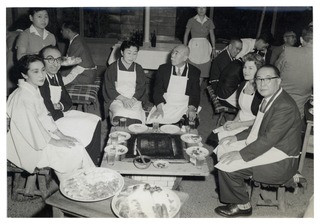 Michael DeBakey and his first wife, Diana, with Japanese colleagues