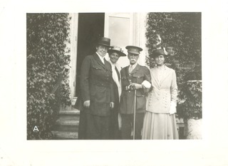 William Osler with Mrs. Hamilton Emmons, Marion Emmons, and a Red Cross Commandant, Sarisbury Court