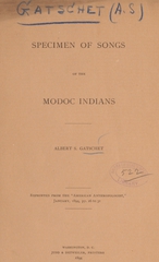 Specimen of songs of the Modoc Indians