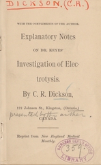 Explanatory notes on Dr. Keyes' investigation of electrotysis