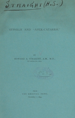 Syphilis and "apex-catarrh"