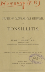 Sulphide of calcium, or calx sulphurate, in tonsillitis