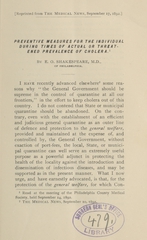 Preventive measures for the individual during times of actual or threatened prevalence of cholera