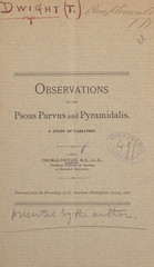 Observations on the psoas parvus and pyramidalis: a study of variation