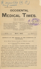 Abstract of the report of the committee on obstetrics of the Medical Society of the State of California, April, 1892