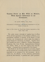 Typhus fever as met with in Mexico, with special reference to its treatment