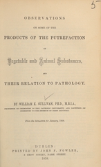 Observations on some of the products of the putrefaction of vegetable and animal substances, and their relation to pathology