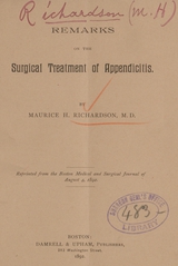 Remarks on the surgical treatment of appendicitis