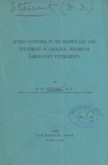 Hydro-naphthol in the prophylaxis and treatment of cholera: report of laboratory experiments