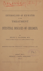 Enteroclysis of ice-water in the treatment of intestinal diseases of children
