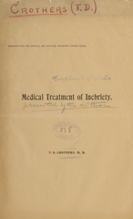 Medical treatment of inebriety