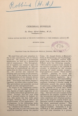Cerebral syphilis: seventh paper