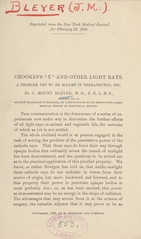Crookes's “X” and other light rays: a problem yet to be solved in therapeutics, etc