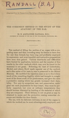 The corrosion method in the study of the anatomy of the ear