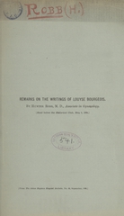 Remarks on the writings of Louyse Bourgeois