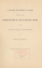 A National Department of Science necessary for the coordination of the scientific work of the United States government