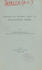 Reports of several cases of angio-neurotic oedema