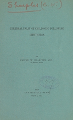 Cerebral palsy of childhood following diphtheria