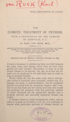 The climatic treatment of phthisis: with a description of the climate of Asheville, N.C