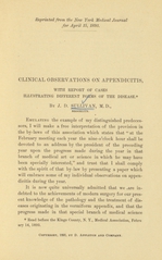 Clinical observations on appendicitis: with report of cases illustrating different forms of the disease