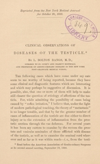 Clinical observations of diseases of the testicle