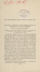 Practical details in the preparation of plaster of Paris bandages: Practical details in the application of plaster of Paris bandages