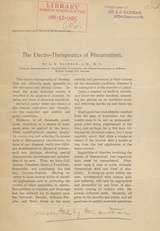 The electro-therapeutics of rheumatism