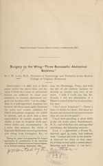 Surgery on the wing: three successful abdominal sections