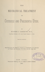 The mechanical treatment of cystocele and procidentia uteri