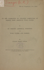 I. On the formation of volatile compounds of arsenic from arsenical wall papers: II. On chronic arsenical poisoning from wall papers and fabrics