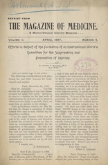 Efforts in behalf of the formation of an international world's committee for the suppression and prevention of leprosy