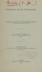 Gonorrhea in the puerperium: read in the Section on Obstetrics and Diseases of Women, at the Forty-Seventh Annual Meeting of the American Medical Association at Atlanta, Georgia, May 5-8, 1896