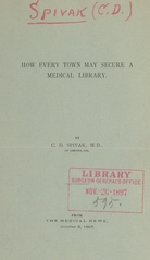 How every town may secure a medical library