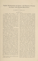 Vaginal hysterectomy for cancer, with reports of twenty-one cases (with nineteen recoveries)