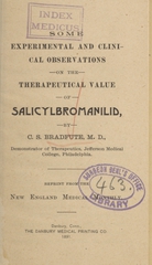 Some experimental and clinical observations on the therapeutical value of salicylbromanilid