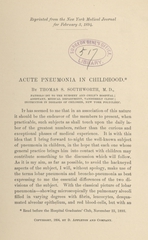 Acute pneumonia in childhood