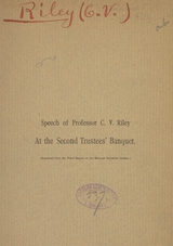 Speech of professor C.V. Riley at the second trustees' banquet