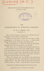 The extermination of infectious diseases