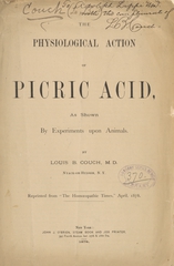 The physiological action of picric acid as shown by experiments upon animals