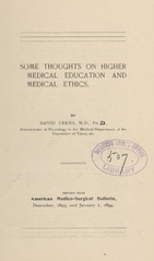 Some thoughts on higher medical education and medical ethics