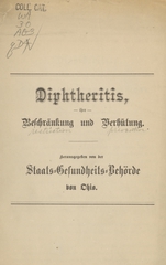 Diphtheritis, ihre Beschränkung und Verhütung