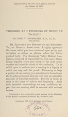Progress and problems of medicine to-day