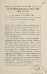 Typical cases illustrating the advantages of the use of nitrate of silver in the deep urethra