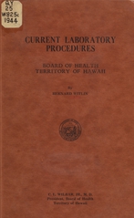 Current laboratory procedures: Board of Health, Territory of Hawaii