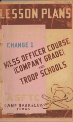 Lesson plans, course for cooks MTP 21-3, change 1: mess officer course (company grade) and troop schools